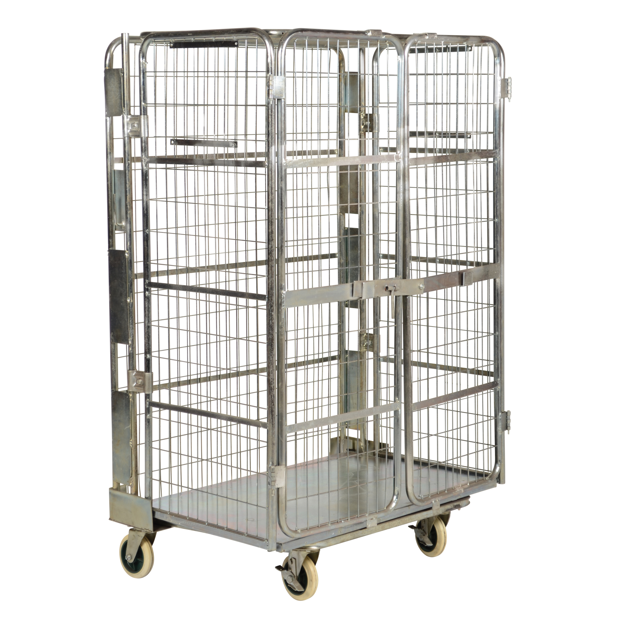 Vestil Foldable/Nestable Roller Container - 69in. Height, 43.5in. Width, Galvanized Steel, Gray, Model# ROL-185